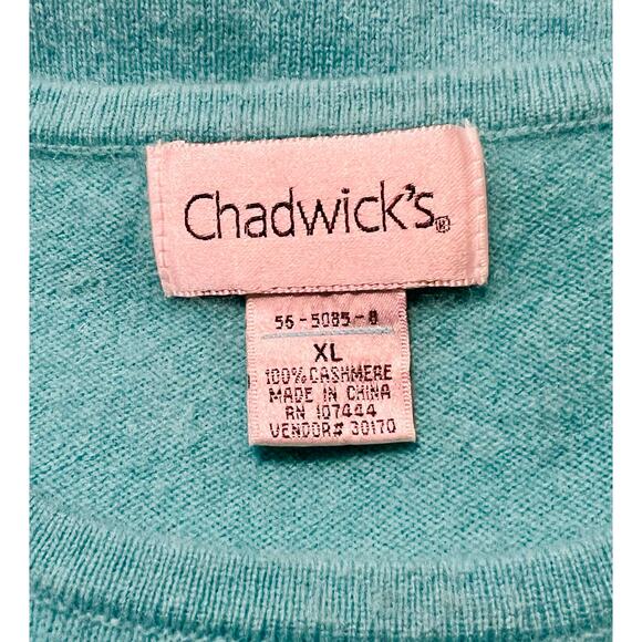 Vintage Chadwick’s 100% Cashmere Sweater – Teal – Women’s XL - Picture 3 of 5
